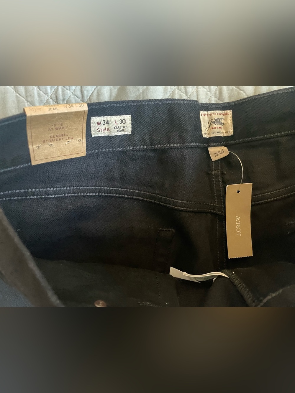 J. Crew Classic Straight jean in black rinse Size 34/30 New! $168 CC325 - Picture 7 of 8